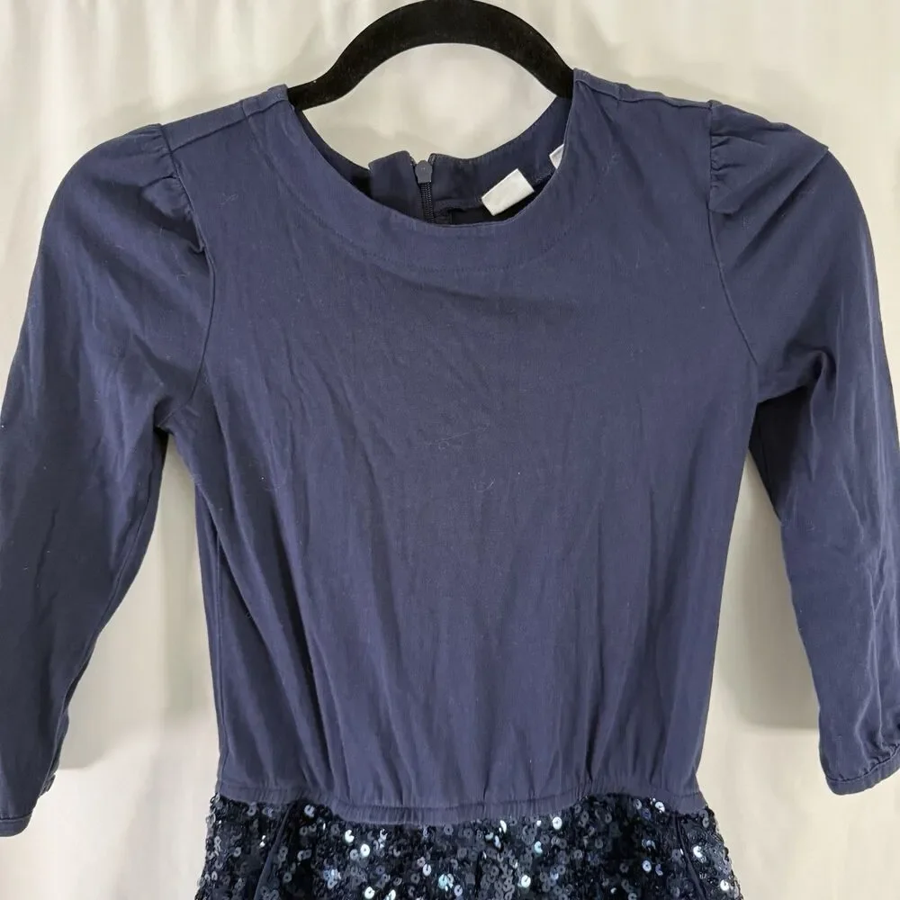 Gap Kids Romper Girls Medium Blue Sequin Long Sleeve Round Neck Zip Back